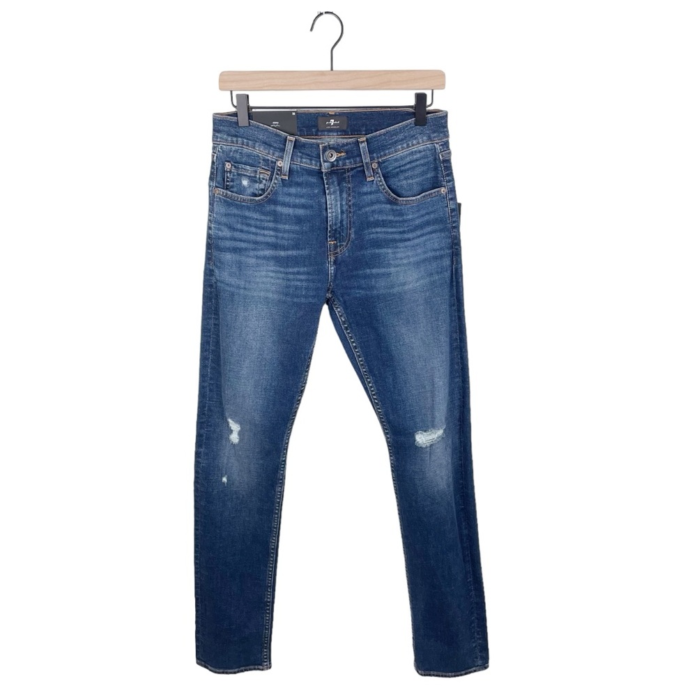 NEW 7 For All Mankind Paxtyn Skinny Jeans Men's Size 30 Ripped Distressed Denim